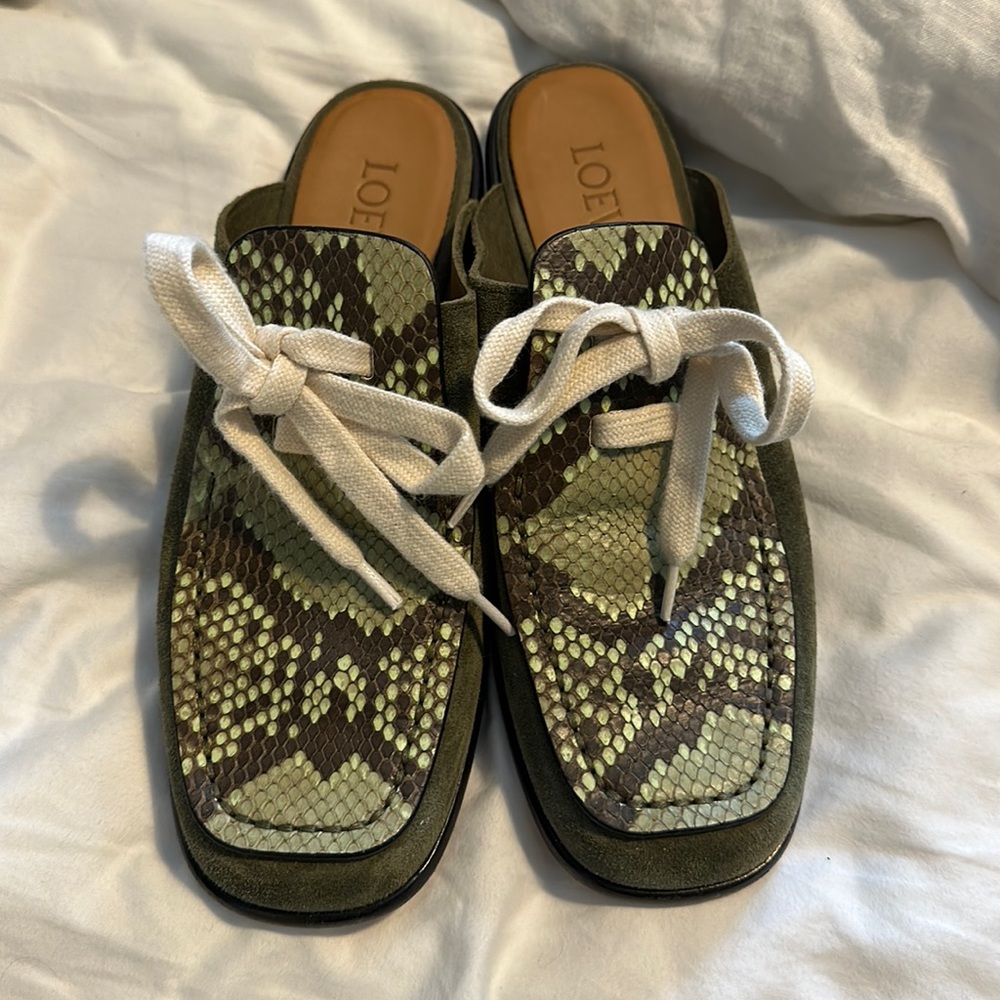 Vintage Loewe Reptile/Suede Mules